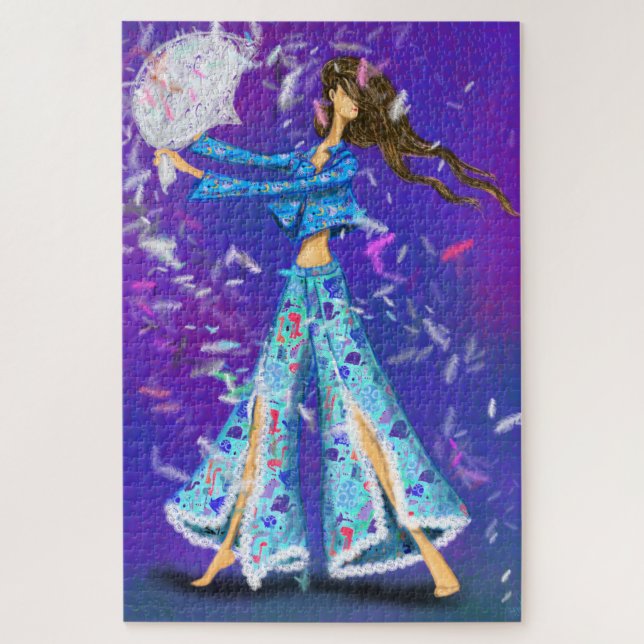 Quebra-cabeça Garota do Partido Pajama - Luta do Travesseiro - N (Vertical)