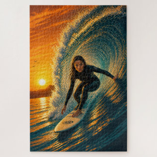 Quebra-cabeça Garota do Surfista do Barril Dourado Puzzle