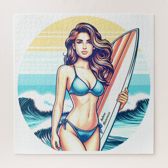 Quebra-cabeça Garota Esporte & Surfe (Vertical)