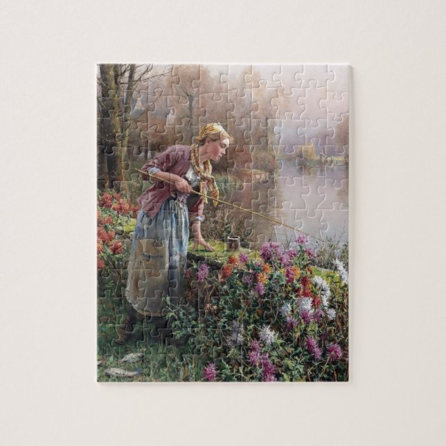 Quebra-cabeça Garota francesa pescando na Bretanha (Vertical)