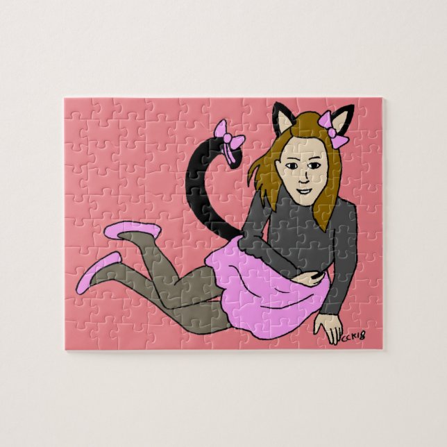 Quebra-cabeça garota-gato (Horizontal)