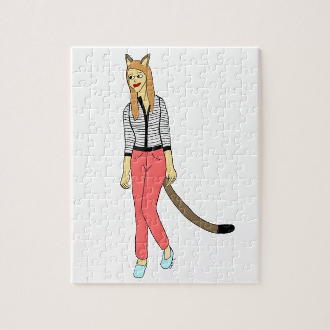Quebra-cabeça garota-gato (Vertical)