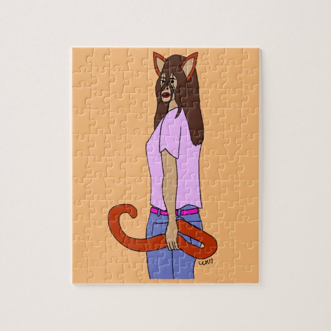 Quebra-cabeça garota-gato   (Vertical)