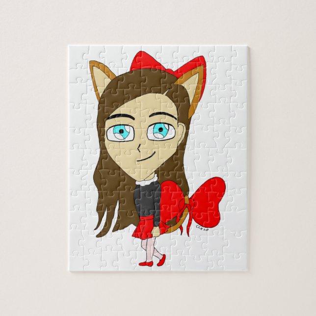 Quebra-cabeça garota-gato chibi (Vertical)