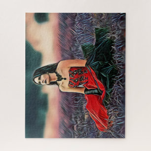 Quebra-cabeça Garota Gótica Sentada Mulher Romântica Personali