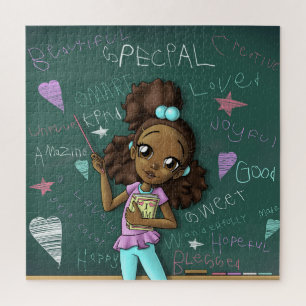 Quebra-cabeça Garota Marrom e Palavras Positivas