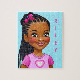 Quebra-cabeça Garota Negra Com Braids Personalizados Quebra-cabe