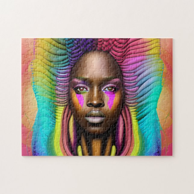 Quebra-cabeça Garota Negra Magia Aniversário Sista Melanin Mulhe (Horizontal)