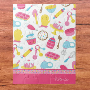 Quebra-cabeça Garota Pequena Criança Pink-Cozinhar Padrinha Chef