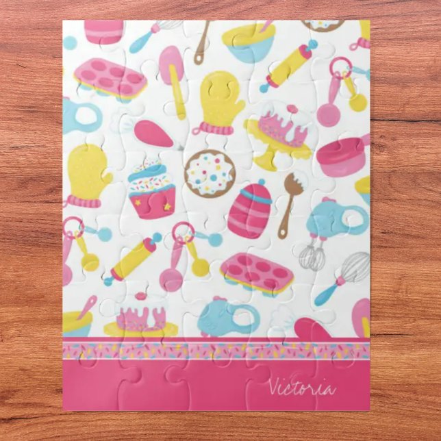 Quebra-cabeça Garota Pequena Criança Pink-Cozinhar Padrinha Chef (Criador carregado)