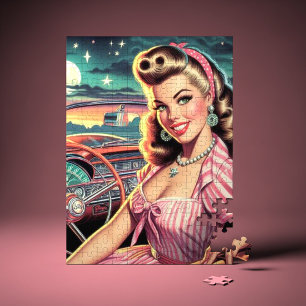 Quebra-cabeça Garota Retro Bonita