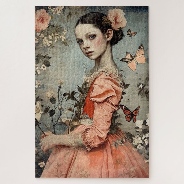 Quebra-cabeça Garota Vintage Maravilhosamente Estranha Difícil (Vertical)