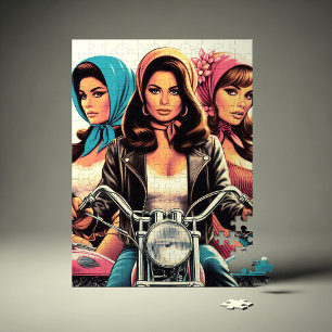 Quebra-cabeça Garotas Motociclistas Retrô
