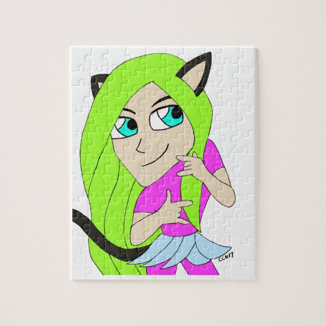 Quebra-cabeça garotinha gata chibi (Vertical)