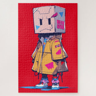 Quebra-cabeça Garoto Bonito com Chapéu de Banho de Papel