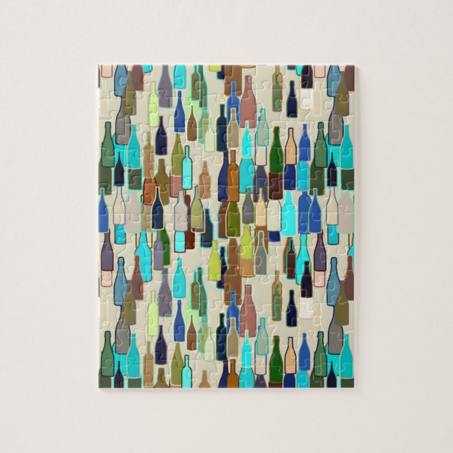 Quebra-cabeça Garrafas de vinho, multi cor, fundo bege (Vertical)