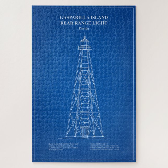 Quebra-cabeça Gasparilla Island Rear Range Light - Flórida - AD (Vertical)