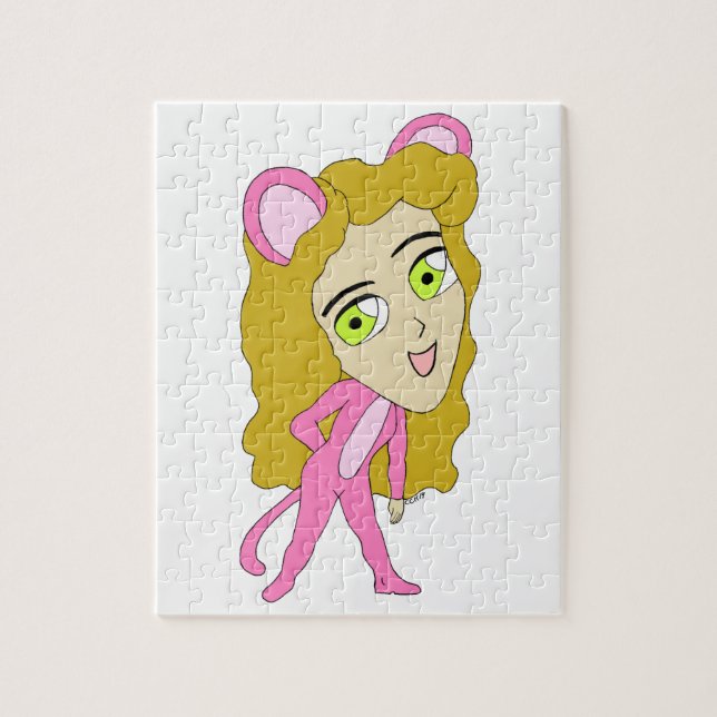 Quebra-cabeça gata rosa (Vertical)