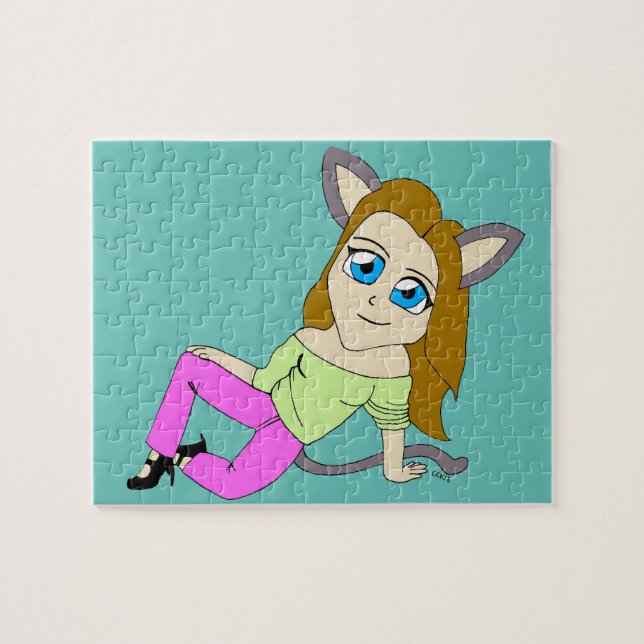 Quebra-cabeça gatinha chibi (Horizontal)