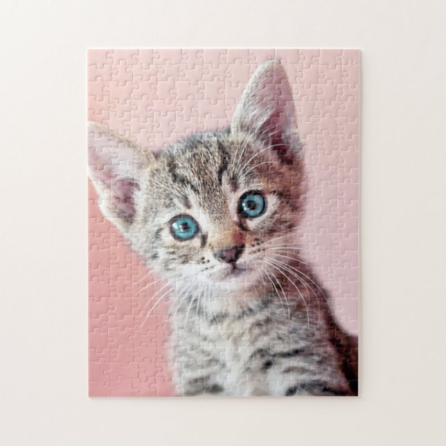 Quebra-cabeça Gatinho bonito com olhos azuis (Vertical)