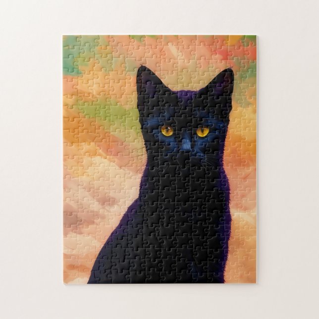 Quebra-cabeça Gatinho de arte preto para gatos (Vertical)