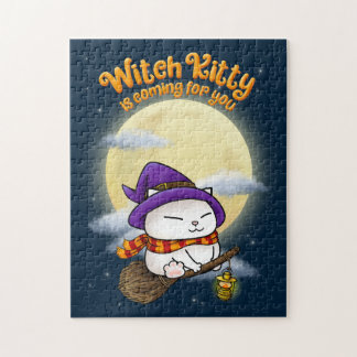 Quebra-cabeça Gatinho de Bruxas de Gato Halloween