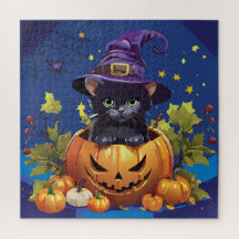 Gatinho de bruxas na Pumpkin Square em Jigserra Qu
