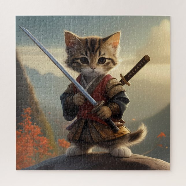Quebra-cabeça Gatinho de Samurai Jigsera para todas as idades (Vertical)