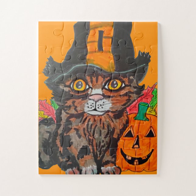 QUEBRA-CABEÇA GATINHO DOCE DE HALLOWEEN  (Vertical)