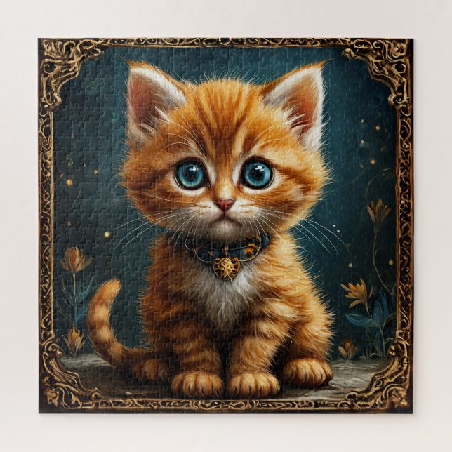 Quebra-cabeça Gatinho Laranja Fofo Presente Para Amantes de Gato (Vertical)