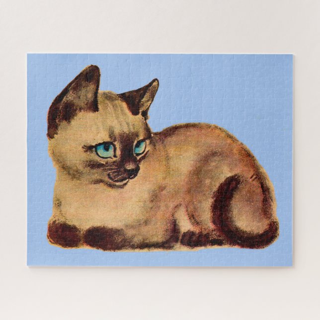 Quebra-cabeça gatinho siamês adorável (Horizontal)