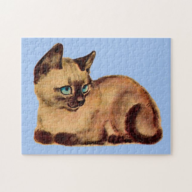 Quebra-cabeça gatinho siamês adorável (Horizontal)