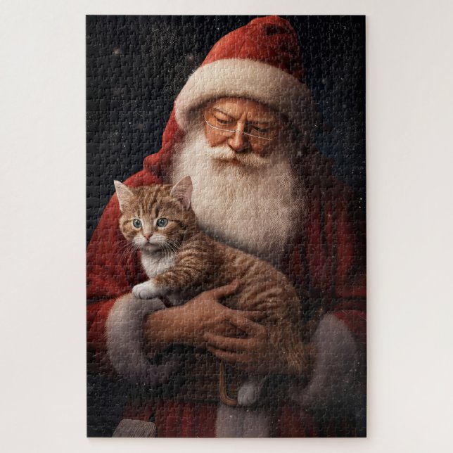 Quebra-cabeça Gato Abissino com Natal Festivo do Pai Natal (Vertical)