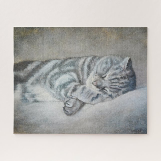 Quebra-cabeça Gato adormecido - Pintura a óleo por Lukian (Horizontal)
