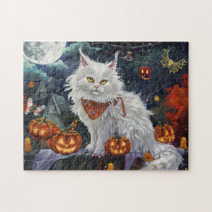 Quebra-cabeça Gato Angora Turco Halloween Assustador