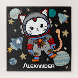 Quebra-cabeça Gato astronauta bonito no espaço