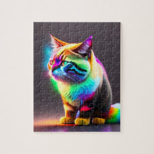 Quebra-cabeça Gato Bebê Com Luzes Neon, Gato