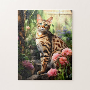 Quebra-cabeça Gato Bengala na Natureza