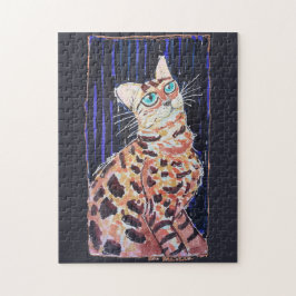 Quebra-cabeça Gato Bengala Neon Noir