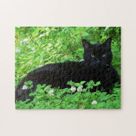Quebra-cabeça Gato Bombaim Deitado em Puzzle de Trevo Verde