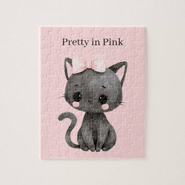 Quebra-cabeça Gato Bonito de Rosa (Vertical)