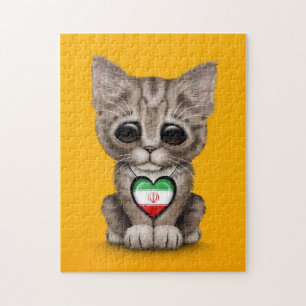 Quebra-cabeça Gato bonito do gatinho com o coração iraniano da