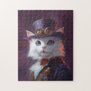 Quebra-cabeça Gato Branco na fantasia Steampunk