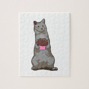 Quebra-cabeça Gato com Muffin