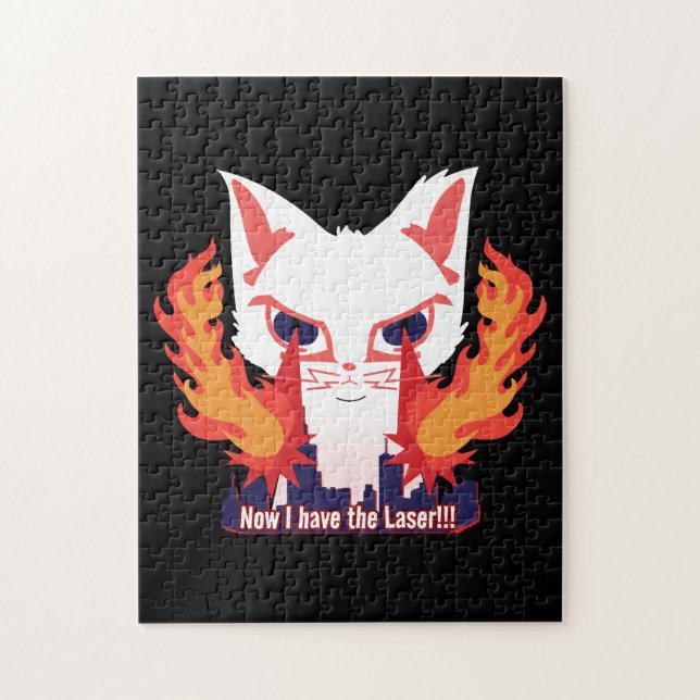 Quebra-cabeça Gato com olhos de laser incendiando a cidade (Vertical)