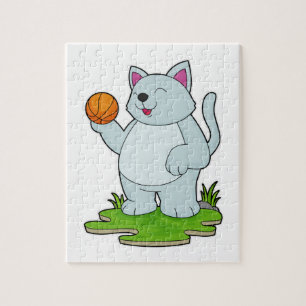 Quebra-cabeça Gato como jogador de basquetebol