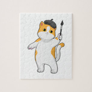 Quebra-cabeça Gato como Pintor com Pintor