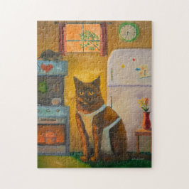 Quebra-cabeça Gato cozinhando Muffin em Cozinha de Algodão