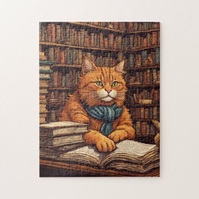 Quebra-cabeça gato da biblioteca #17 puzzle (Vertical)