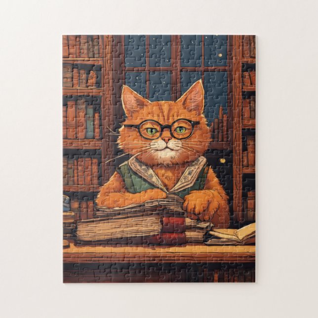 Quebra-cabeça gato da biblioteca #21 puzzle (Vertical)